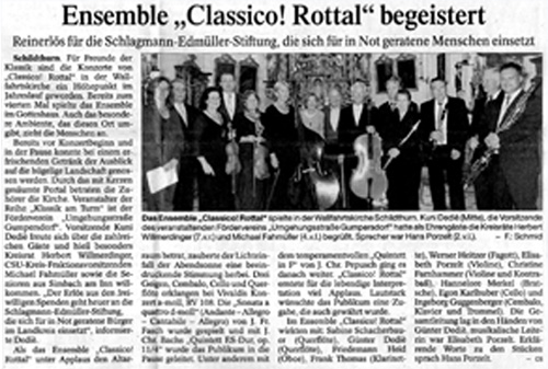Ensemble „Classico! Rottal!“ spendet 300 Euro